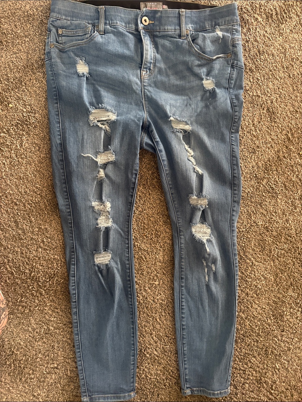 torrid Medium Blue Distressed Skinny Jeans